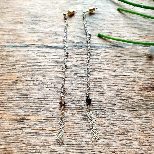 Marie Laure Chamorel ilgi auksuoto sidabro auskarai 